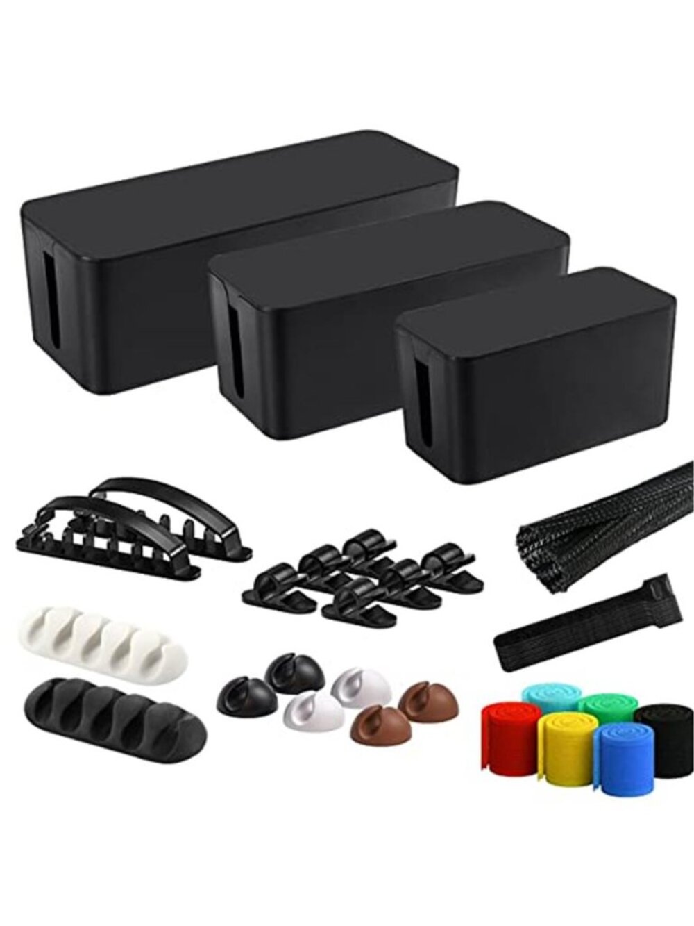 Cable Management Box 3 Pack Cord Organizer Hide Power Strip Wire Cover Set